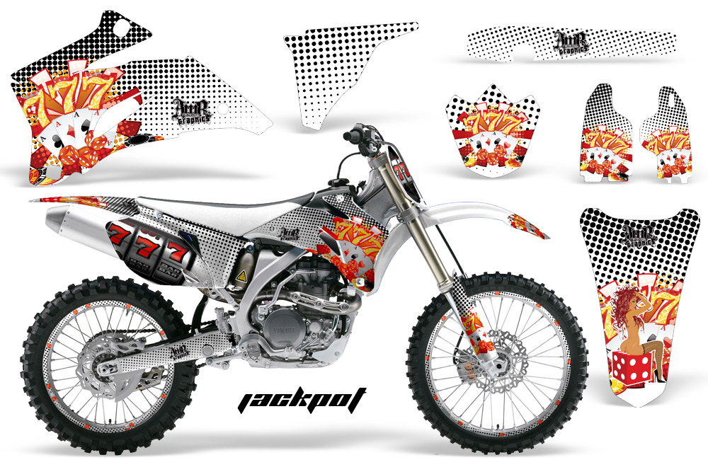 Yamaha YZ 250F 450F 02-09 Graphics Kit Jackpot White NPs